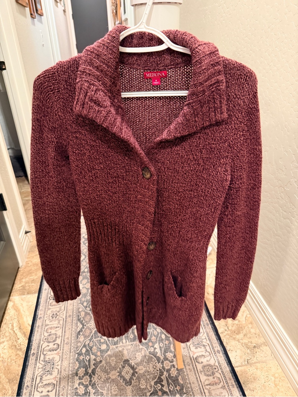 Merona Women's Longline Shawl Collar Cardigan - Dusty Rose
